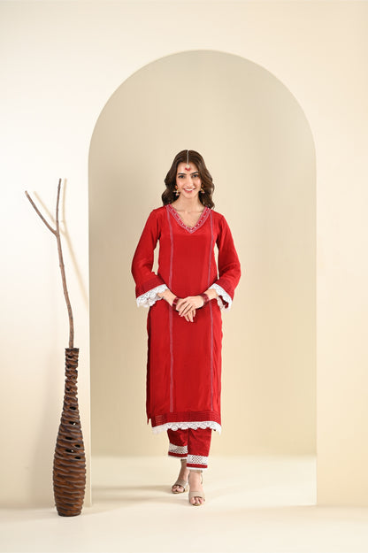 Deepa (the.review.addict) in Kaanji- Deep Red Suit Set