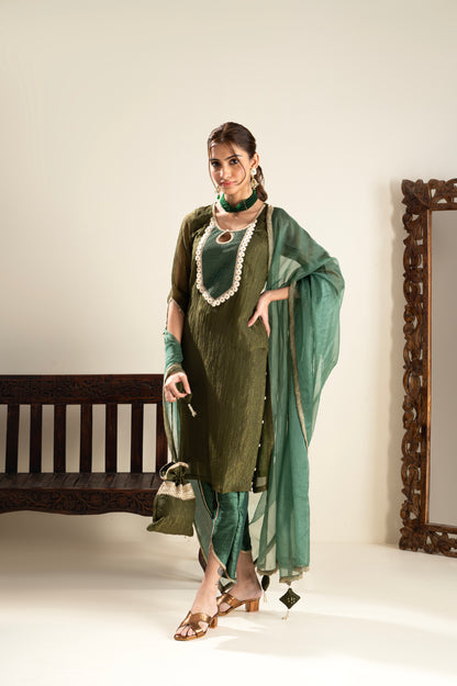 Harshita in Khubani Green Suit Set