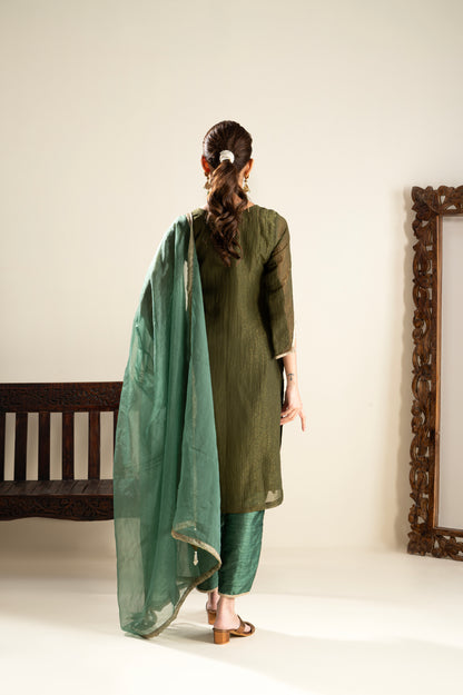 Harshita in Khubani Green Suit Set