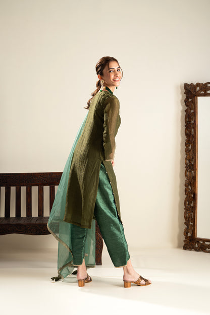 Harshita in Khubani Green Suit Set