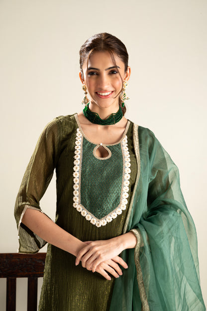 Harshita in Khubani Green Suit Set