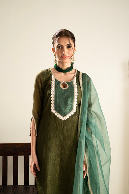 Harshita in Khubani Green Suit Set