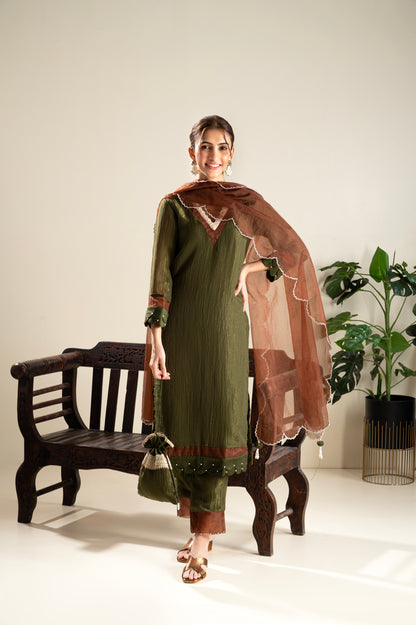 Chinar-Oak Green Suit Set