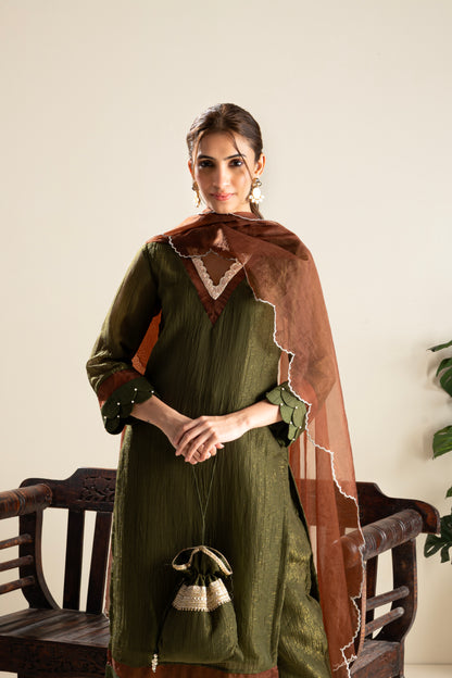 Chinar-Oak Green Suit Set