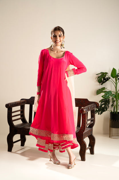 Noora -Hot Pink Anarkali Set