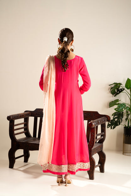 Noora -Hot Pink Anarkali Set