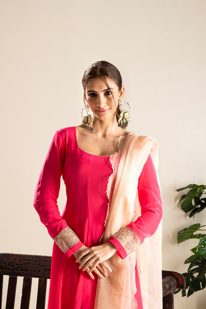 Noora -Hot Pink Anarkali Set
