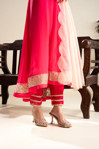 Noora -Hot Pink Anarkali Set