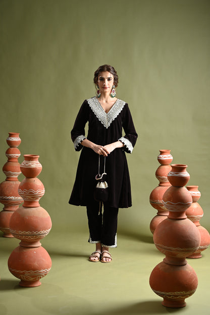 Tahir-Brown Velvet Coord Set