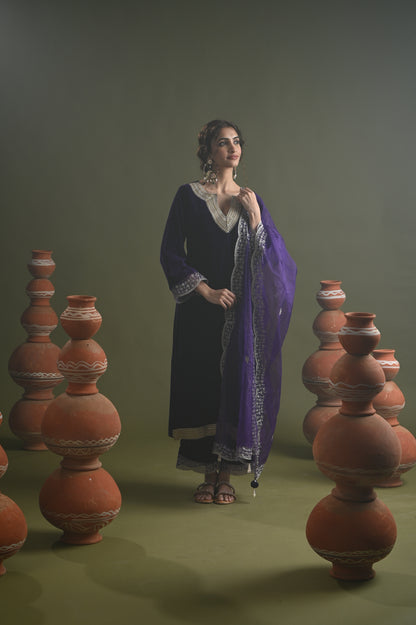 Iqra-Purple Velvet Suit Set