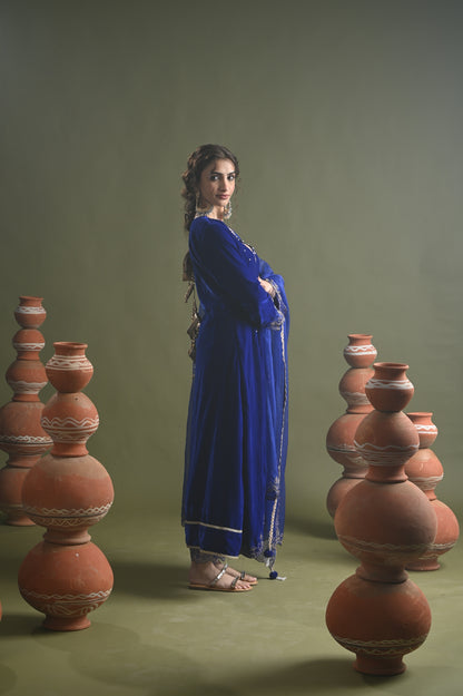 Vridhi Jain in Mehvish -Royal Blue Velvet- Kalidaar Suit Set