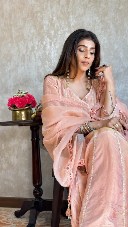 Rachna in Pranavi - Peach Anarkali Set