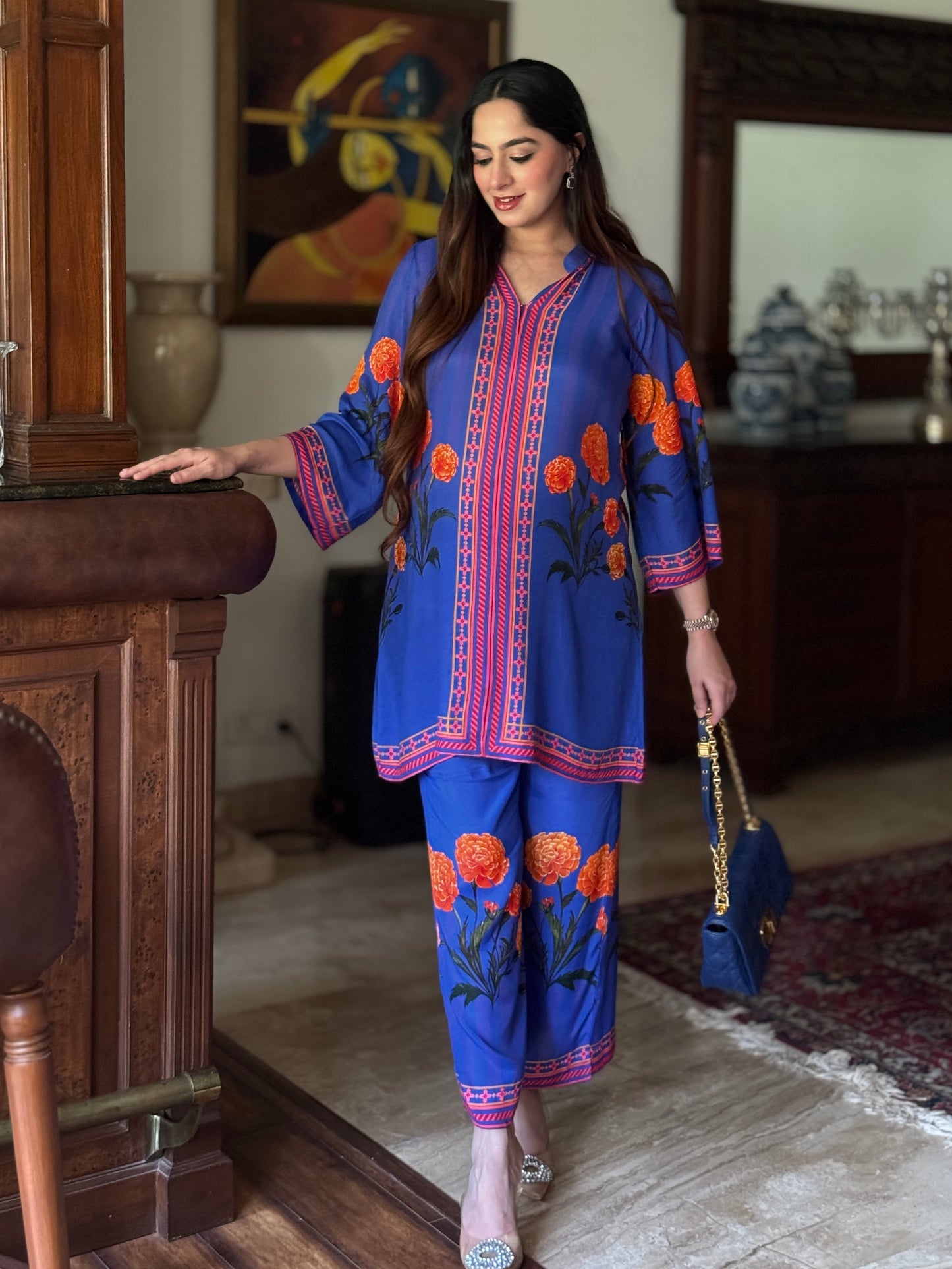 Jasnoor Anand in Yashna - Electric Blue Placement Coord Set