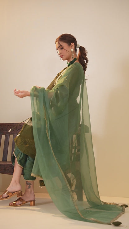 Harshita in Khubani Green Suit Set